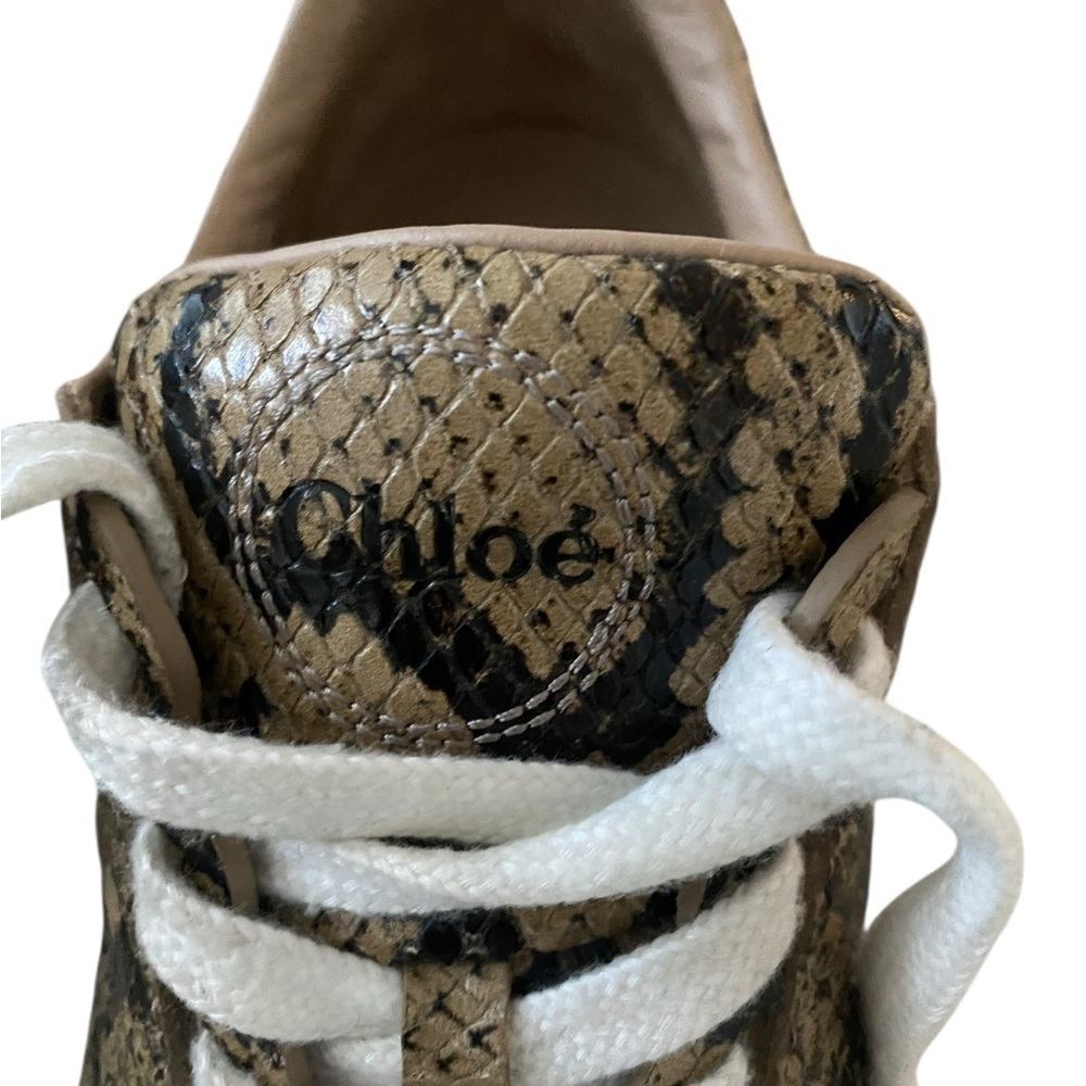 Chloé Python Print Leather Platform Sneakers Made in Italy Size 39 - Picture 6 of 12